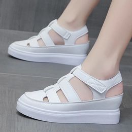 Lucyever Wiggen Hakken Platform Sandalen Vrouwen Hol Pu Leer Gladiator Sandalen Vrouw Zomer Dikke Zool Sandalias Mujer 240228