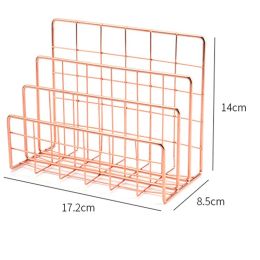 Luda 2x Bibelle Office Office Bureau Rose Gold Metal Bloc Bloc de trois couches Magazine Shelf Book Holder