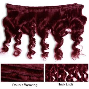 Luduna 99J losgolfbunldens Human Hair Bourgondië Braziliaanse Remy Hair Bundels Red Color Haren Haarextensies Bundel Weven