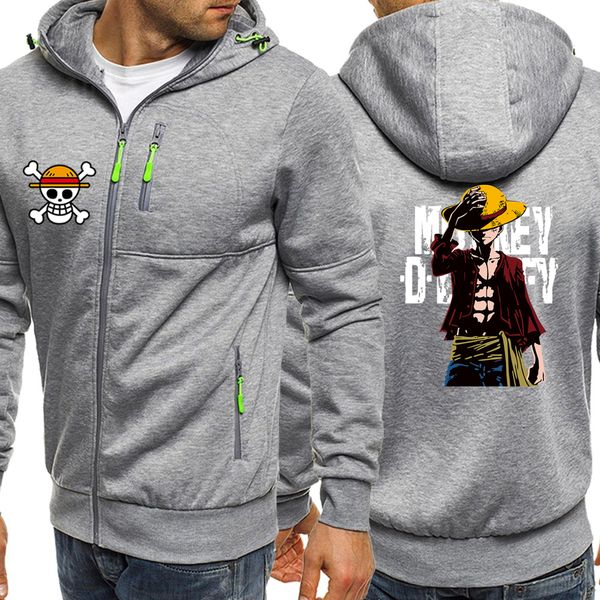 Luffy One Piece Serie de anime sudadera con capucha para hombres 2024 Autumn Winter Casual Coat Railuku Mens Capuca sudaderas Hip Hop Houty C1117