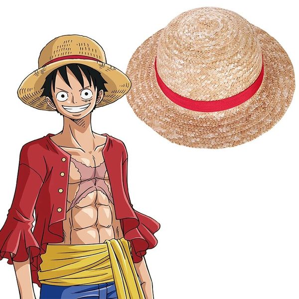 Sombrero de paja de Luffy Anime Monkey D Luffy gorra de cosplay de una pieza accesorios de disfraz de Halloween accesorios adultos Unisex