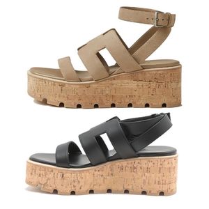 Lug sole sandalen beroemde designer dames stijlvol abrikoos platform hakken verstelbare dia sandale luxe sandalia's casual vloer goedkoop casual
