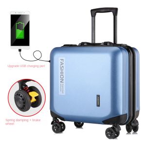 Bagages 18 pouces 2023 Nouveau portage sur la valise Universal Wheel Busssiness Boarding Suitcase Frame de voyage en aluminium avec roues Femmes