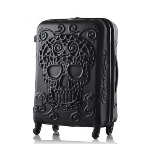 Bagages 19,24,28 pouces à bagages de crâne célèbre valise de voyage de voyage original 3d Trunk Travel Buggage Cool Skull Suitcase