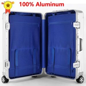 Bagages 20 24 26 29 pouces 100% en aluminium Lage Business Travel Varity Hard Shell Big Capacile Suitcase TSA Mot de passe Lock