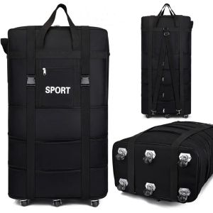 Bagages à bagages à bagages 31 pouces avec roues unisexes pliantes pliantes Oxford chariot de valise en avion de week-end à bagages