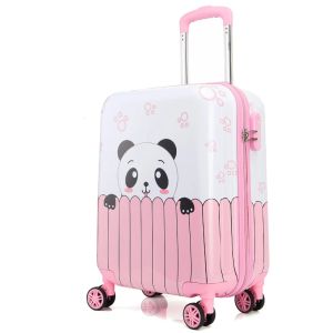 Bagage cartoon roze panda koffer, mooie konijnen dierenrocage bagage, kinderen trolley bagagetas draagtekas met wielen meisjes