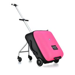 Bagage Kinderen Pink Bagage kunnen op Boaring Cabin Bag Universal Wheel Trolley Travel Case Lazy Walk Ride With Baby Suitcase zitten