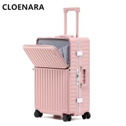 Bagage Colenara PC Bagage voorkant Opening Aluminium frame Trolley Case Heren Boarding Box 20 "24 inch multifunctionele USB -oplaadkoffer