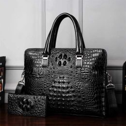 Bagages authentique cuir crocodile imprimé mallette sac à main masculin sac à main un sac à ferme