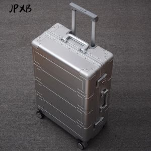 Bagage Graded Version Aluminium Magnesiumlegering Travelkoffers met wielen Gratis verzending Middelgrote Bagage metalen frame Draw Bar Box