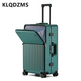 Bagages klqdzms 20 "24 pouces de haute qualité avant couvercle couvercle couvercle calice valise multifonctionnel Case de mot de passe avec bagages d'ordinateur portable avec ordinateur portable