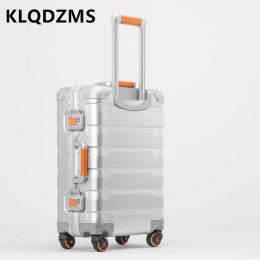 Bagage klqdzms koffer aluminummagnesium legering trolley kast 20 inch allmetal bagage universeel wiel wachtwoordbox 24 inch vrouw