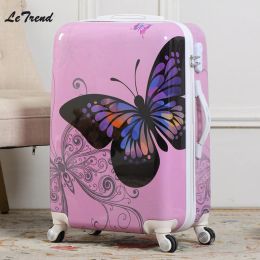 Bagages Ledrend New Fashion Butterfly roulant des bagages à bagages Case de voyage Sac de voyage de 20 pouces Sac d'embarquement 24 pouces