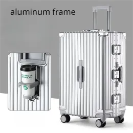 Bagage bagage aluminium frame kangshilu reiskoffer op stomme wielen wachtwoord zakelijk USB rollende case multifunction carryons cabine