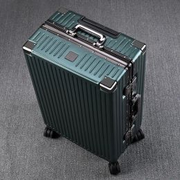 Bagages à bagages à angle droit rétro cadre en aluminium Universal Wheel Bandage de grande capacité Varigne en cuir de mot de passe de voyage