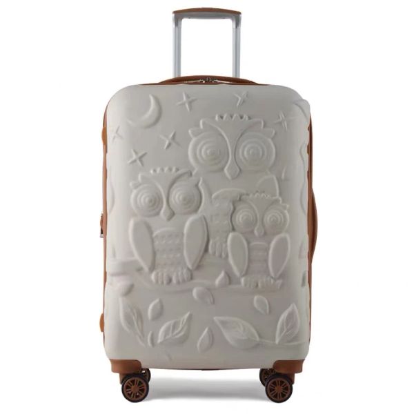 Luggage Men Owl Bump Impresión Rolling Luggage Spinner marca Mujeres Carreteras Malas de maleta Mala 18 24 28 Carrera en la bolsa de viaje Trunkside Trunk