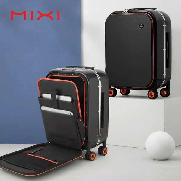 Lenggage Mixi 2023 Nuevo innovador maleta de diseño Carrera en Hardside Rolling Luggage PC Spinner Wheels Trolley Case de aluminio