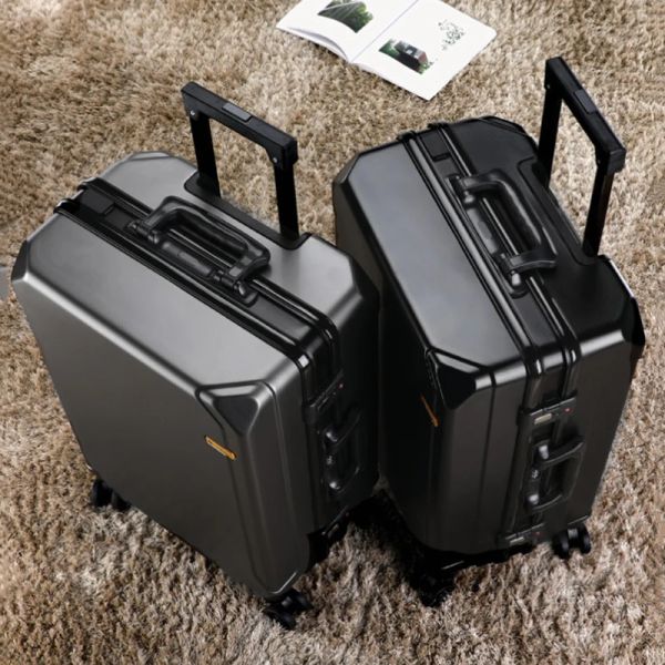 Equipaje Nuevo Moda Rolling Luggage Aluminio Marco de aluminio USB CARGO CARDIO Malusa 20/24/26/28 Inch Estudiantes Contraseña Equipaje de viaje