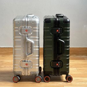 Bagage nieuwe unisex alle aluminummagnesium legering reistak pocket herenbedrijf rollen op wielen trolley bagage carryons cabine koffer