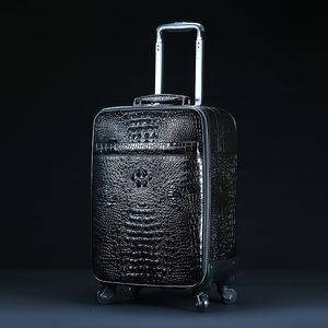 Bagages véritable malle de crocodile valise fourre-tout duffle valise transporter voyage en cuir bagages à roulettes sacs main noir brwon peut personnalisé 360 roues hori55 business TROLLEY