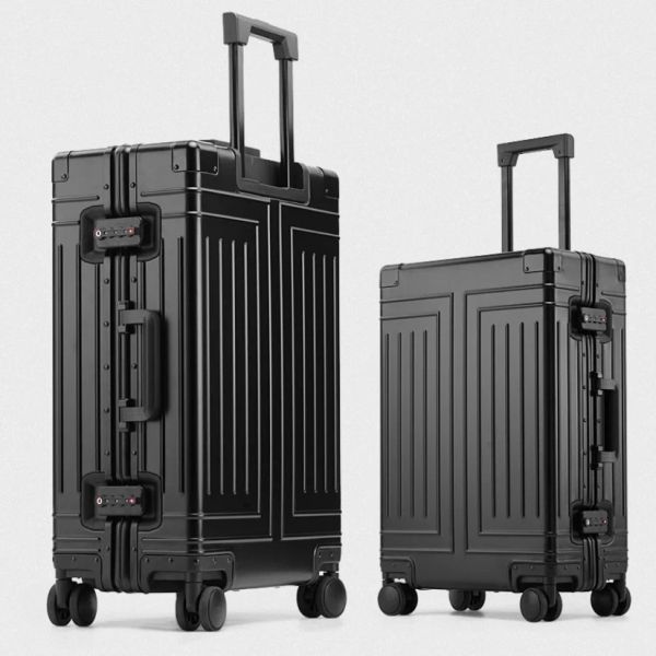 Suise à bagages NOUVELLE TILLE MAGNALIUM LUXE LUXEUR LURND LUXBRES LURGEUR ALLIME ALLIAL CAS MÉTAL METAL Aluminium Cadre de voyage Suise sur roues