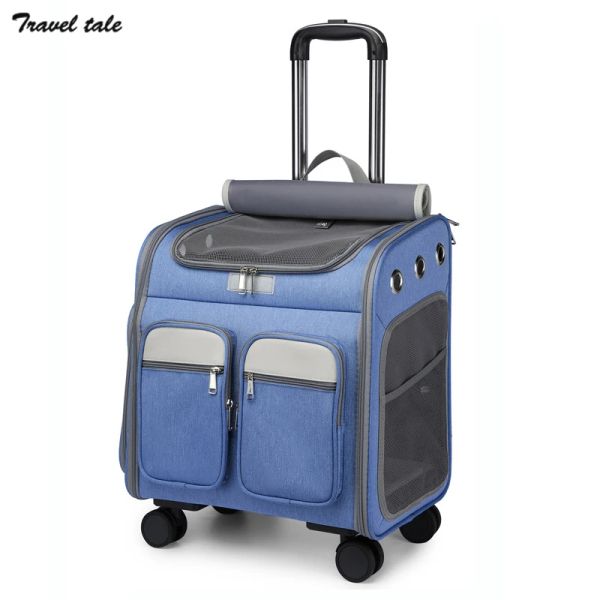 Bagage Travel Tale Small Animal Puppy Rabbit Carrier Grand Capacité Spinner Wheel Trolley Sac à dos Foldin Cat Sac