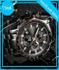LUIK TOP -merk Luxe Large strijkplank Roestvrij staal Quartz Horloges Men Mode Business Waterdichte datum Militair horloge1360655