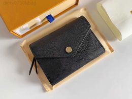 Luis vintage lvvl lvity lvse victorine m41938 / 62742 portefeuille de concepteur de luxe avec boîte bacs sac à main sac en cuir réel multicolore court mini-portefeuille carte qwtf