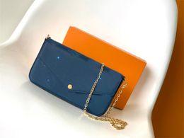 Luis Viton Wallet Bag Lvse -keten Louiseviution Crossbody Louisvuiotton Felicie M82349 Schouderontwerper Blue Luxury Bag Pochette 7a Topkwaliteit