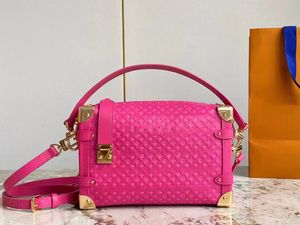 Luis Vuittons Graffiti Nieuwe dames koehide brief Rose rode schoudertas M46358 Side Trunk Handtas