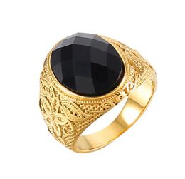 Lujoyce, anillos de boda de piedra Natural obsidiana de acero inoxidable, anillo de roca para hombres y mujeres, joyería de regalo Drop8450604
