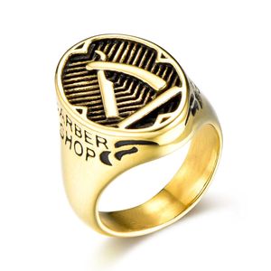 Lujoyce Trendy Gold Color Stainless Steel Ring Barber Shop Decor Razor Ring for Men Jewelry Dropshipping
