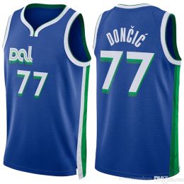 Luka Doncic Kyrie Irving Custom Heren Dames Jeugd Dallas''Mavericks''Basketbalshirt Dirk Nowitzki City 77 11 Blauw Zwart Edition Groen Jersey