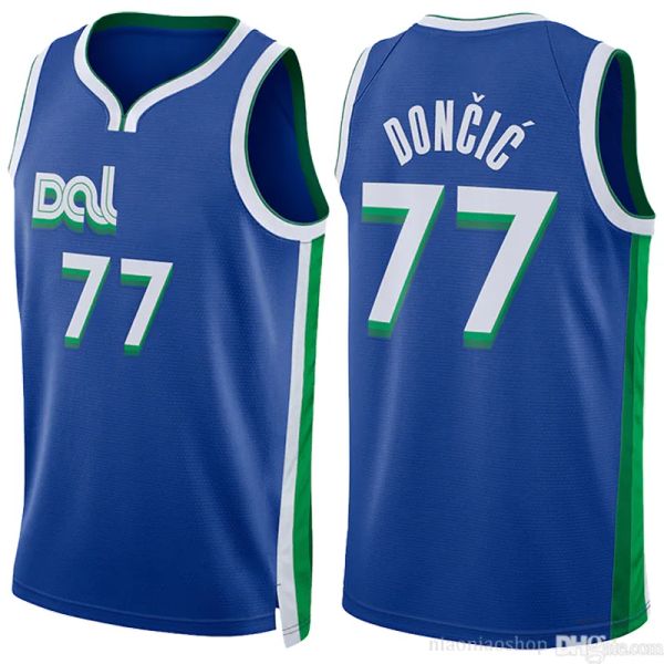 Luka Doncic Kyrie Irving Personnalisé Hommes Femmes Jeunes Dallas''Mavericks''Basketball Jersey Dirk Nowitzki City 77 11 Bleu Noir Edition Maillot Vert