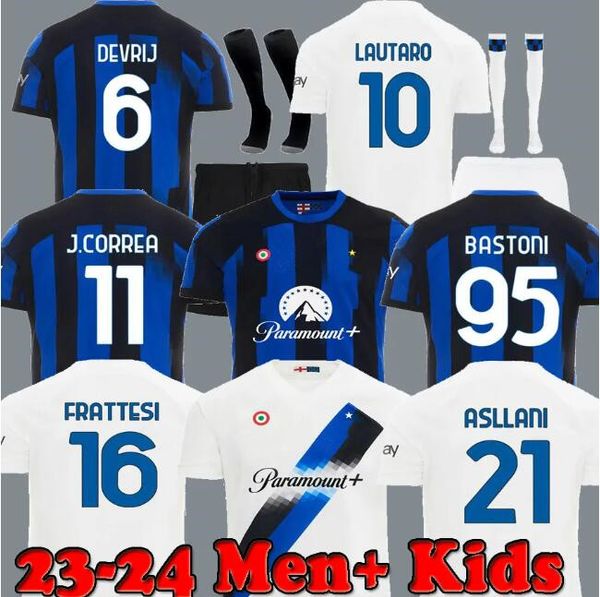 Camiseta de fútbol 23 24 BARELLA LAUTARO INTERS ALEXIS DZEKO CORREA LEJOS TERCERO MILANS UNIFORMES camiseta de fútbol 2023 2024 hombres kit para niños
