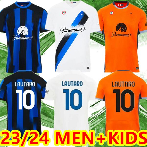 23 24 Maillots de football LAUTARO BARELLA CORREA INTERS DZEKO GIROUD IBRAHIMOVIC LAUTARO MILANS THEO BRAHIM Chemise de football 2023 Uniformes Hommes Enfants Kits Ensembles