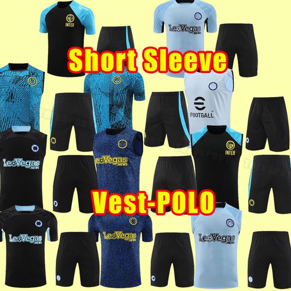 Survêtements de football LUKAKU 23 24 Inter BARELLA VIDAL LAUTARO ERIKSEN ALEXIS DZEKO CORREA UNIFORMES Maillot de football 2023 2024 Milan POLO Ensemble d'entraînement pantalon gilet