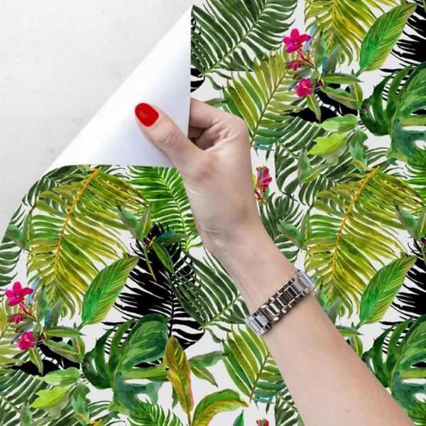 LUKCYYJ – papier peint auto-adhésif Jungle tropicale, autocollant mural imperméable et amovible pour salon et chambre à coucher, 305E