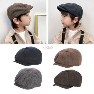 Lul0 Berets 1 stcs 2023 Winter Kids hoed voor coole meisjes jongens vintage achthoekige krantenjongen kinderen kinderen baret caps Photography Props Child K1R7 D240418