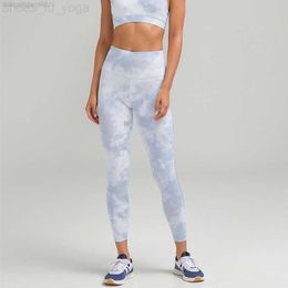 LULL Tie-dye Yoga-legging Push Fitness Huidvriendelijk Hoge taille Naadloze uitlijning Legging Hip Lift Tie-dye Casual Capri Negende broek Joggingbroek 6 kleuren Sportkleding