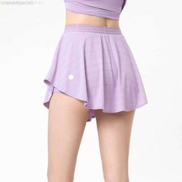 LULL-faldas deportivas para Yoga para mujer, pantalones cortos para correr, falda de tenis de Color sólido, falda corta antiexposición para Fitness, ropa deportiva
