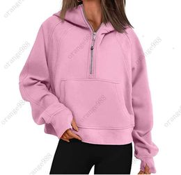 lulu-43 Automne hiver Yoga costume plongée à capuche demi-fermeture éclair femmes pull de sport veste de gymnastique en vrac Fitness court manteau en peluche sweat-shirt 4006ess