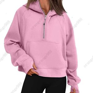 lulu-43 Herfst Winter Yoga Pak Scuba Hoodie Half Zip Dames Sport Trui Losse Gym Jas Fitness Korte Pluche Jas Sweatshirt 6652ess