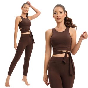 Lu concepteur Yoga costume femmes ensemble nouvelle sangle Yoga costume ensemble Fiess soutien-gorge course serré levage hanche pantalon mode sport deux pièces ensemble