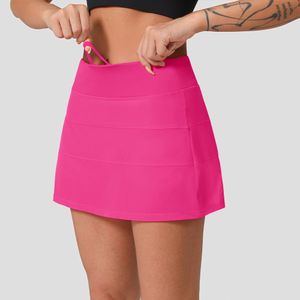 Lulu Oefening Atletische vrouwen yoga tennisbaan rivaliserende rok Geplooide Gymkleding Dames Designer Kleding buitensport Hardlopen Fitness Golfbroek Shorts Sport