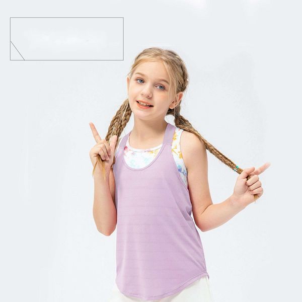 LL Débardeur de sport pour filles Printemps/été Sensation de glace Soins de la peau Robe de yoga décontractée Danse Course à pied Entraînement Couverture pour enfants