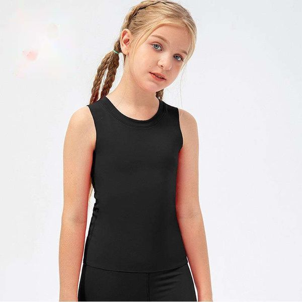 LL Débardeur Fille sans Manches Ebb Couleur Unie Sport Serré pour Enfants Absorbant l'humidité Séchage Rapide Filles Yoga Danse Entraînement Débardeur Fitness Dew