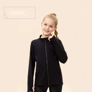 LL Winterjas voor meisjes Nieuwe pluche sportjas Casual Veelzijdige warme yogakleding voor kinderen Running Fitness Top Dames