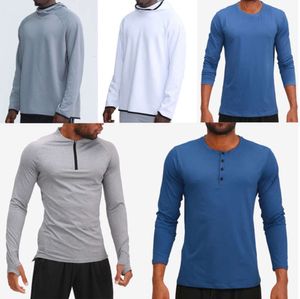 Lulu Mens Lulus tenue Hoodies T-shirts Yoga Tshirt Lulu Sports Raising Hans Wear Elastic Fitness Collons 487